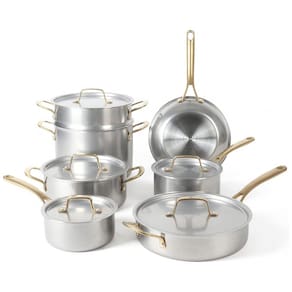Conjunto de Panelas e Frigideiras Antiaderentes em Aço Inoxidável, 12 Peças, MARTHA STEWART, Prata