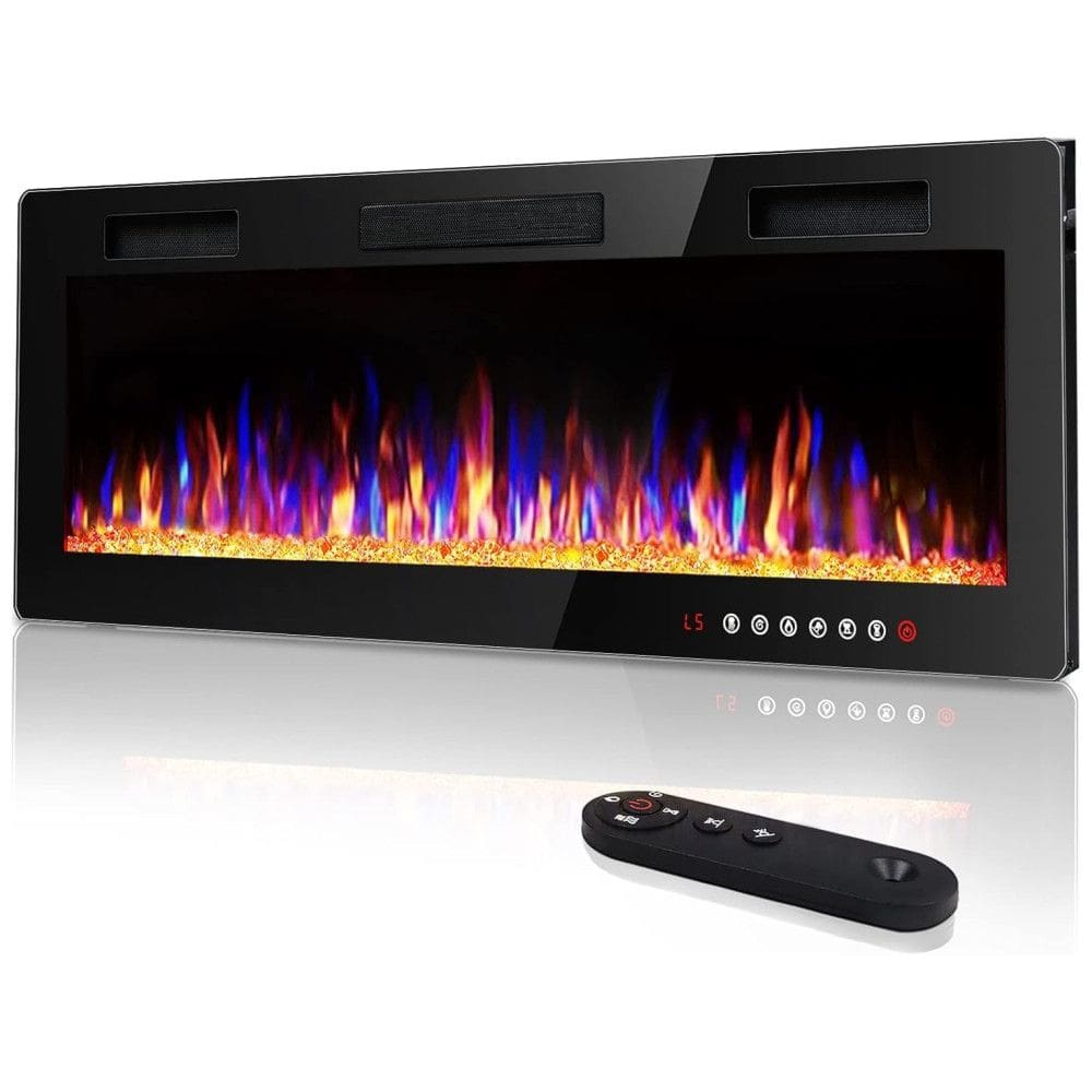 Lareira Elétrica de Embutir A45x152L com Controle Remoto e Digital, Luz LED, Chamas Multicolorida e Temporizador, 1500W, 110v, VITESSE 60