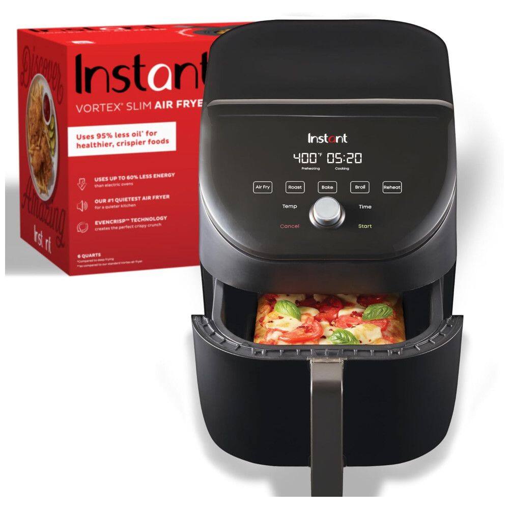 Fritadeira Elétrica AirFryer 6L com Painel Digital e Cesto Antiaderente, 110V, Vortex Slim, Preta