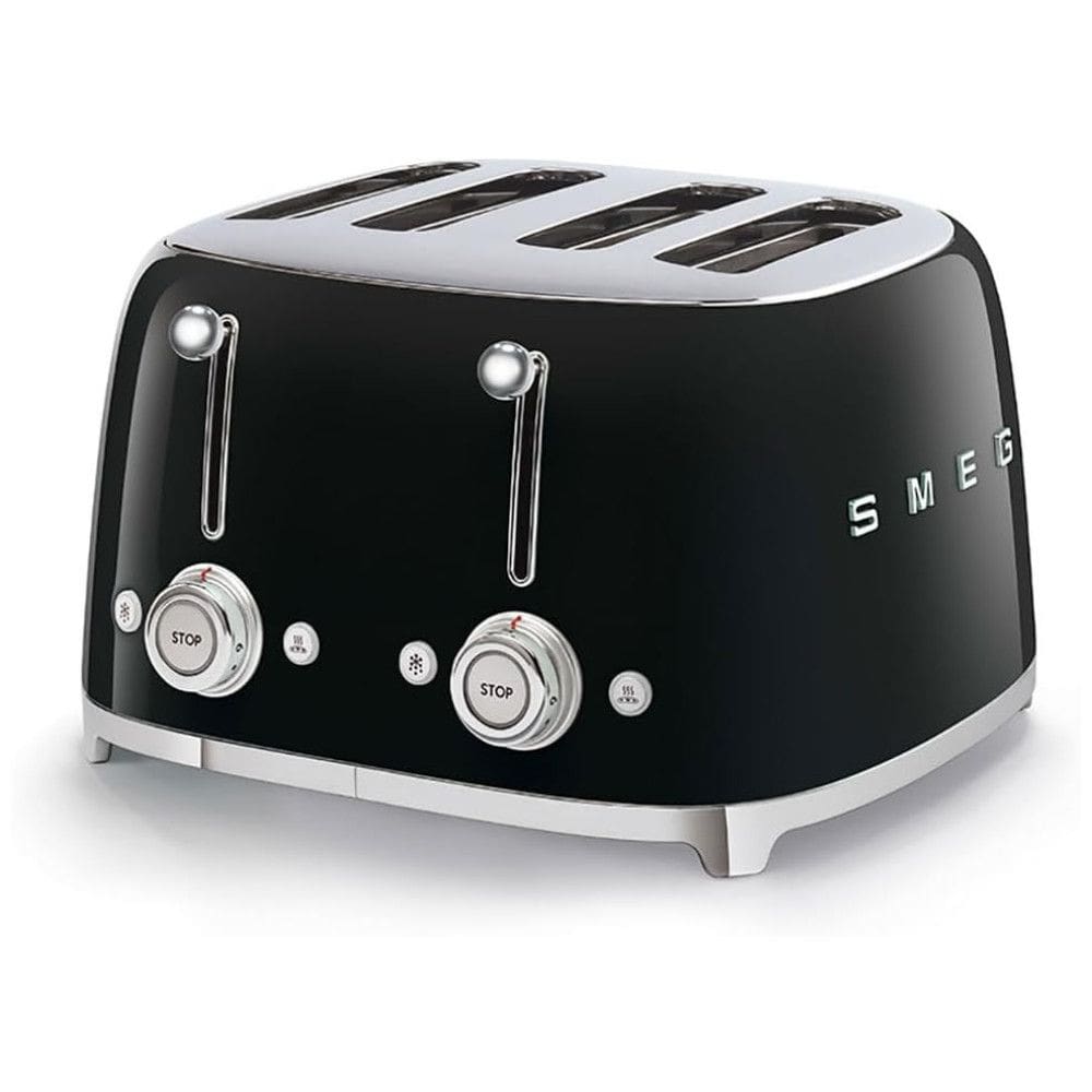 Torradeira Elétrica Retrô 4 Fatias em Aço Inoxidável, 110V, Smeg, Preta