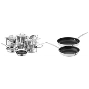 Jogo de Panelas e Frigideiras Antiaderentes em Aço Inoxidável, 13 Peças, Cuisinart 891313, Prata