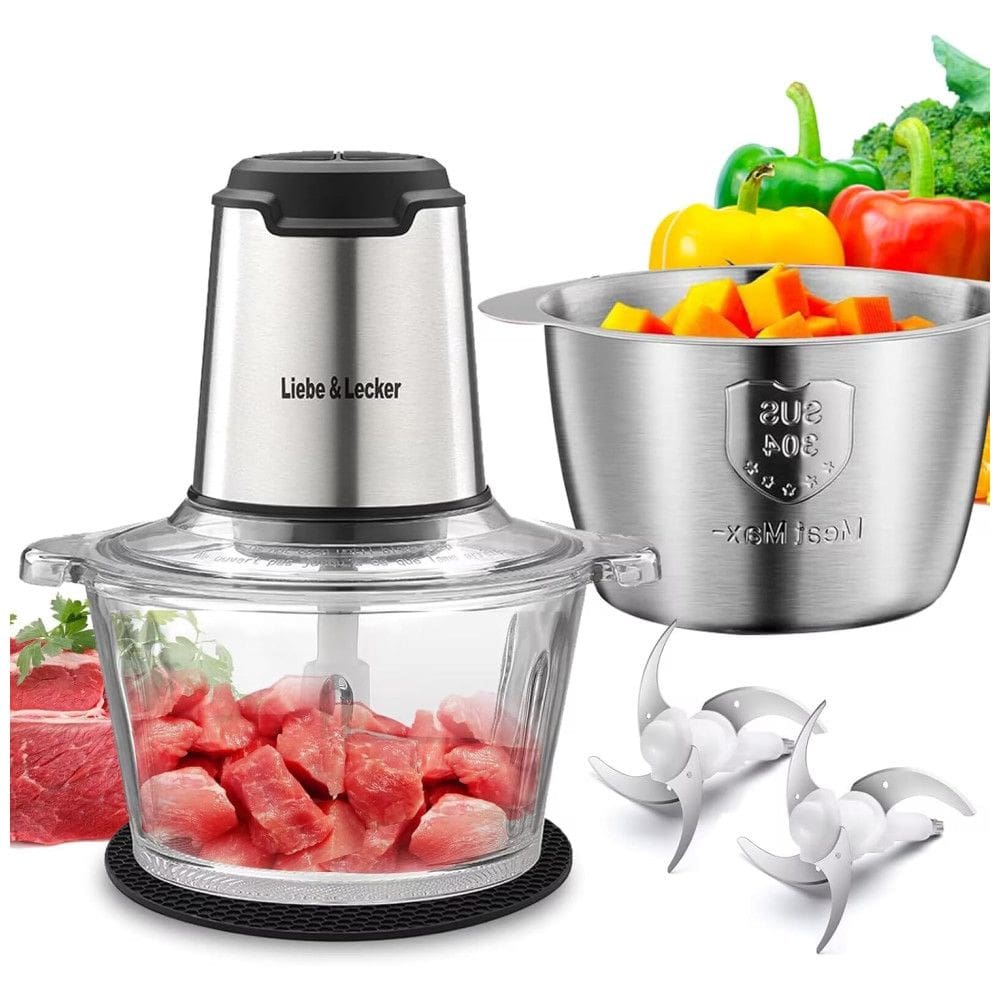 Processador de Alimentos 8 xícaras com 2 Velocidades e Acessórios, 110V 350W, Liebe Lecker, Prata