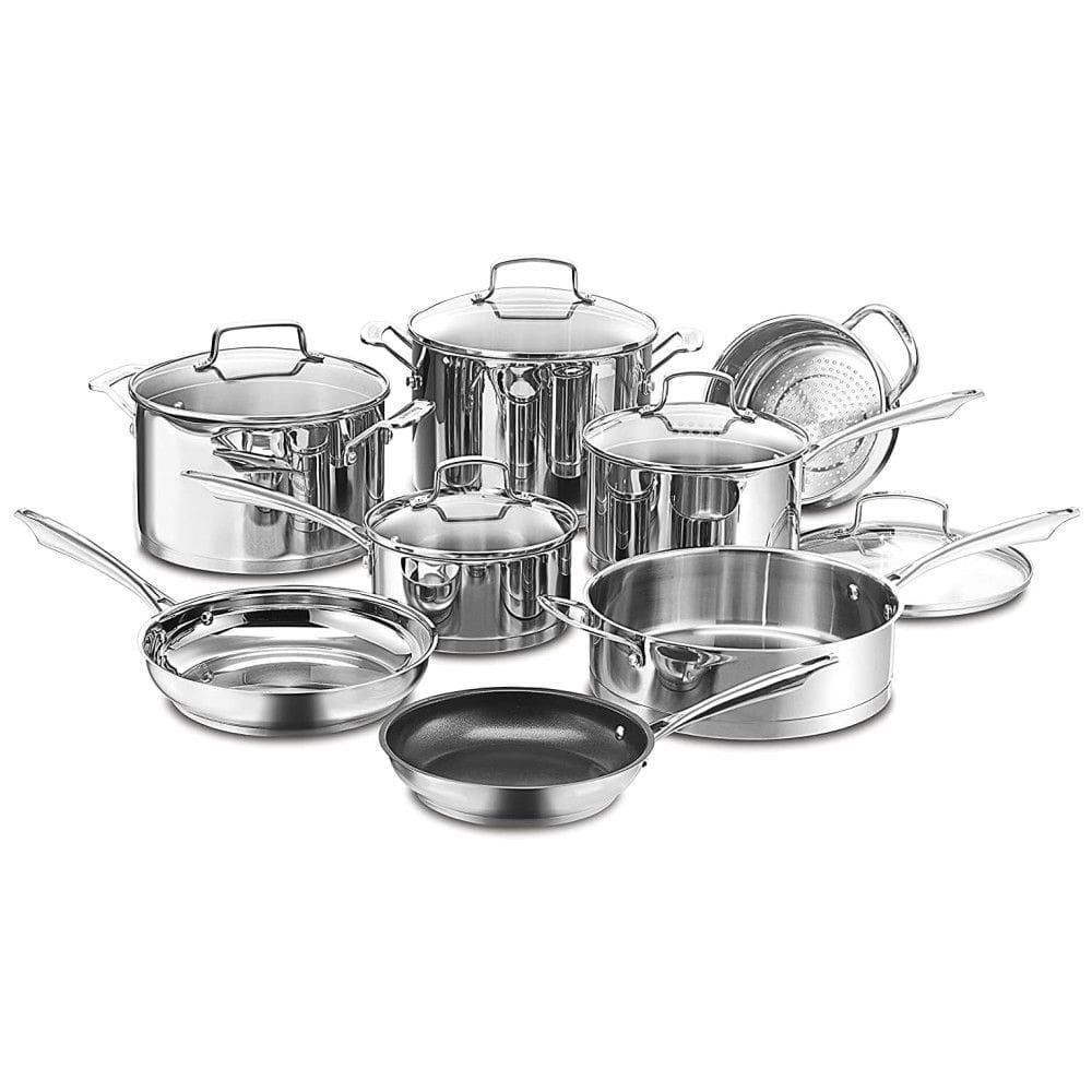 Conjunto de Panelas e Frigideiras Antiaderentes Profissional, 12 Peças, Aço Inoxidável, CUISINART 89 13, Prateado