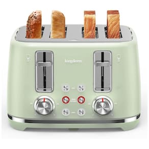 Torradeira Retro de 4 Fatias com 6 Níveis de Tostagem, Aço Inoxidável, 110V 1500W, Longdeem, Verde