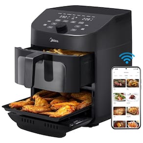 Fritadeira Elétrica Air Fryer 8 em 1 10,2L com Cestos Duplos, Janela de Visualização, Conectividade Wi-Fi e Mais de 50 Receitas, 110V