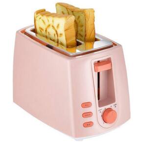 Torradeira Elétrica de 2 Fatias com 6 Níveis de Tostagem e Bandeja de Migalhas, 220V 680W, Star Flower, Rosa