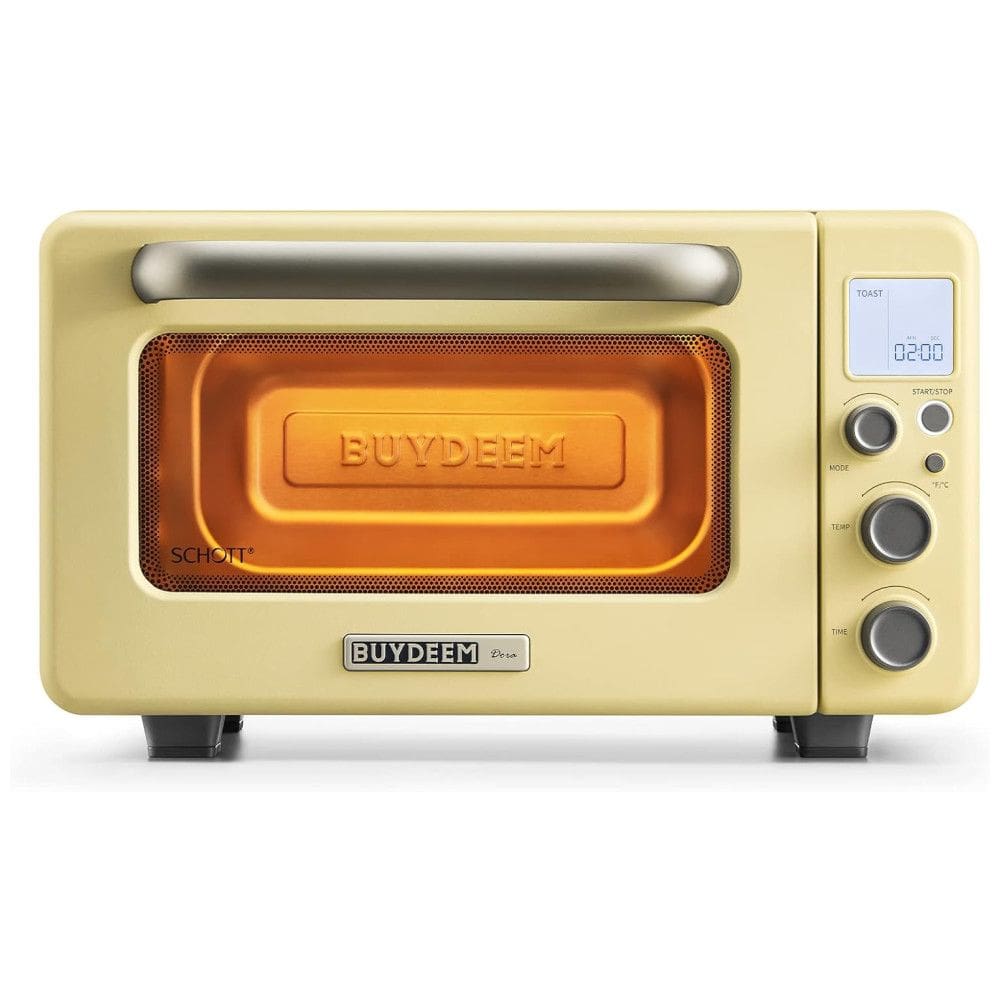 Torradeira Elétrica de Bancada 12 Litros 7 em 1 Inteligente com Grade e Assadeira, 110V 1600W, BUYDEEM T103, Amarela