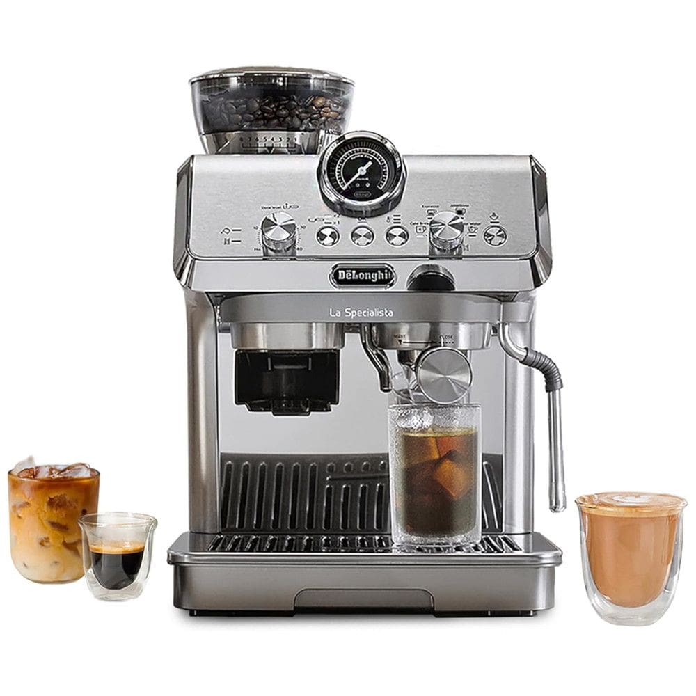 Máquina de Café Expresso com Moedor Embutido, 4 Receitas Predefinidas e Tecnologia de Extração a Frio, 110V 1550W, De Longhi, Prata