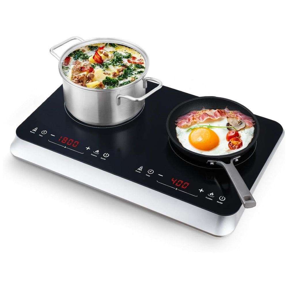 Cooktop de Indução Elétrico com 10 Níveis de Aquecimento, 2 Queimadores e Trava de Segurança para Crianças, 110V 1800W, COOKTRON, Preto