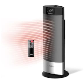 Aquecedor Elétrico de Cerâmica com Tela Digital, Interruptor Tipover e Bloqueio para Crianças Ideal para Casa, 110V 1500W, Lasko, Preto