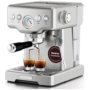 Máquina de Café Expresso 15 Bar com Bocal de Leite e Tanque de Água Removível de 1,8L, 110V 1450W, Neretva, Prata