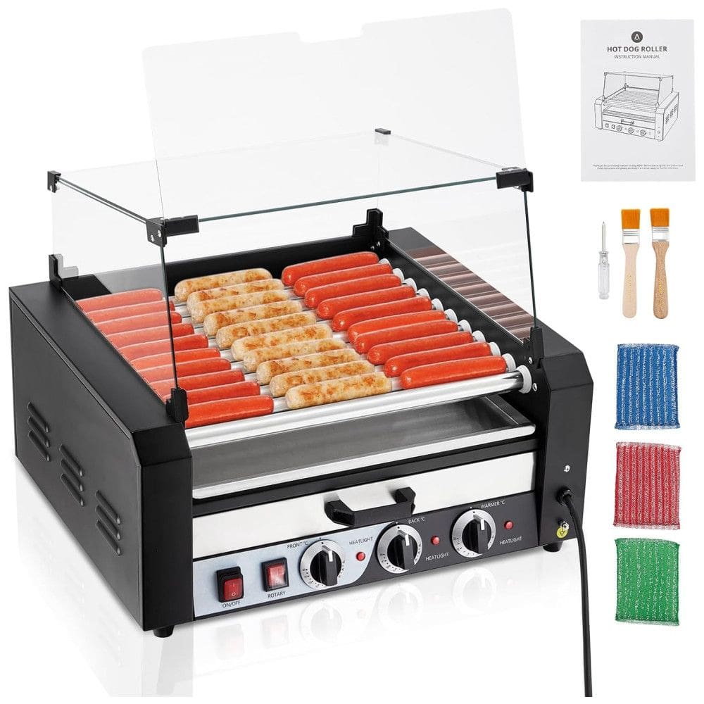 Máquina de Cachorro Quente até 30 Salsichas com Tampa de Vidro, Controle de Temperatura Duplo e Bandeja de Gotejamento, 110V 950W, Litake,