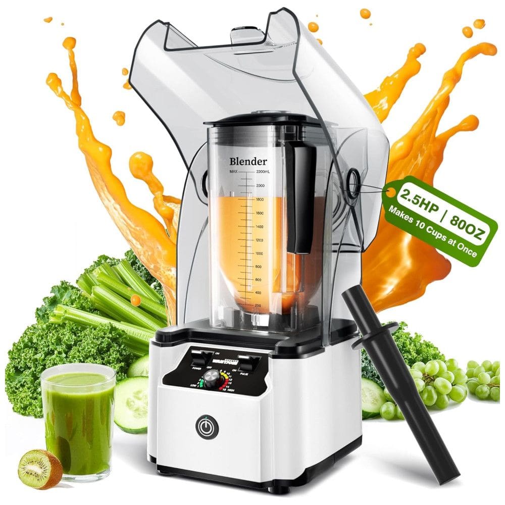 Liquidificador Profissional 2,3L com Escudo Silencioso e 15 Velocidades, 110V 2200W, WantJoin, Branco