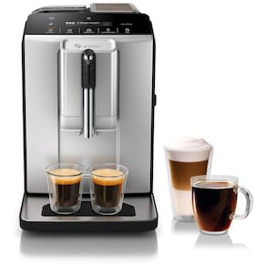 Máquina de Café Expresso Automática com Moedor de Cerâmica, Painel de Controle LCD e Touch, 110V, Bosch TIU20307 série 300, Preta e Prata