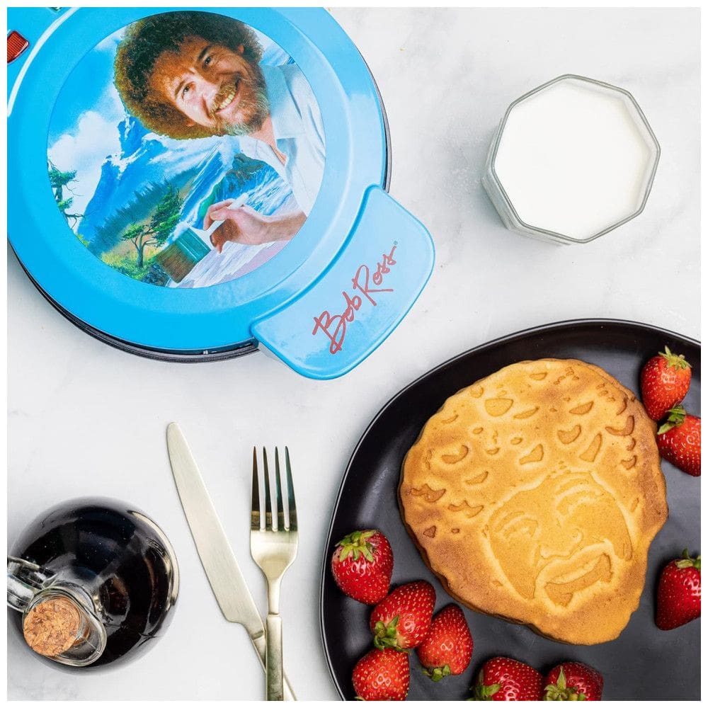 Máquina de Waffle, Tema Bob Ross com Revestimento Antiaderente, 110V 900W, Uncanny Brands, Azul