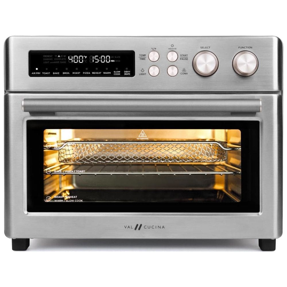 Forno de Convecção 10 em 1, 24,8L com Livro de Receitas e Acabamento em Aço Inoxidável Escovado, 110V 1750W, VAL CUCINA, Prata