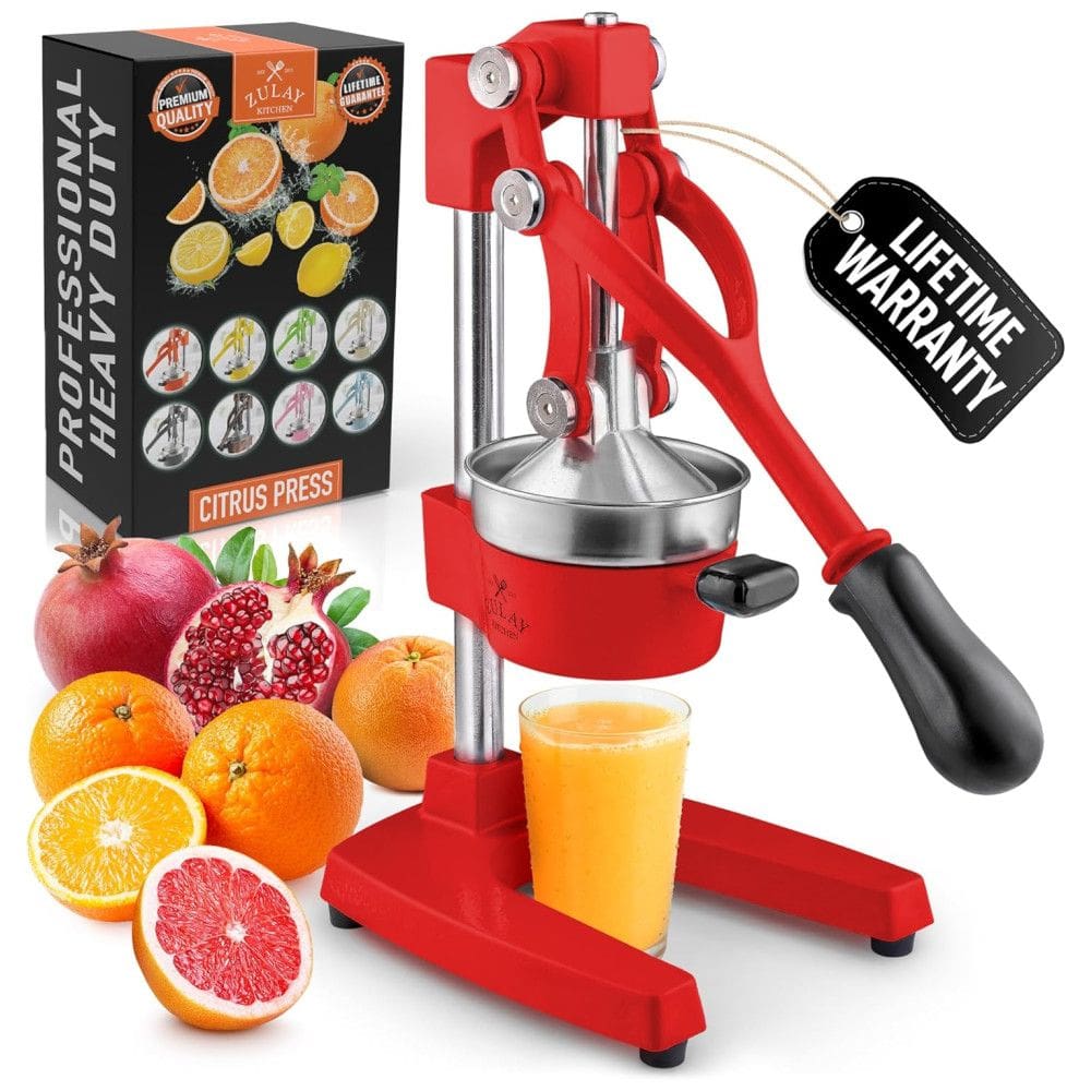 Espremedor Manual Profissional, Aço Inoxidável, ZULAY KITCHEN Z CITRS PRSS RED, Vermelho