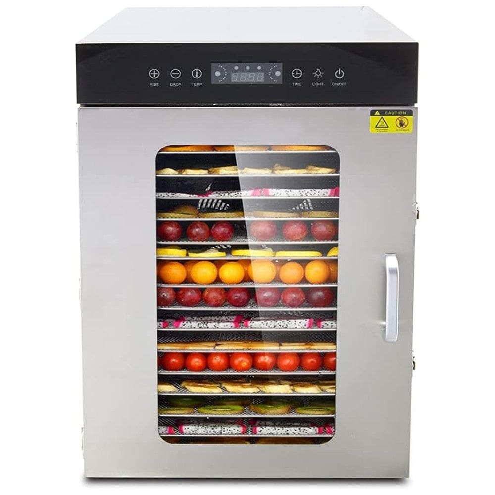 Hakka Máquina Desidratadora de Alimentos com 16 Bandejas, Painel Digital de Controle, 110V, Prata