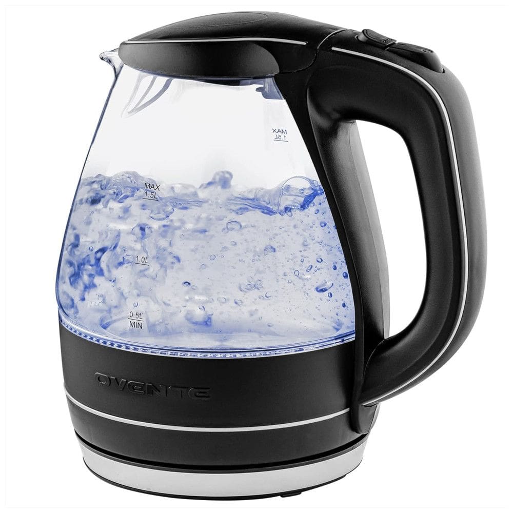 Chaleira Elétrica, 1.5L, 1100W, BPA Livre, Vidro de Borosilicato Temperado pelo Calor, Aço Inoxidável, Desligamento Automático, 110v,
