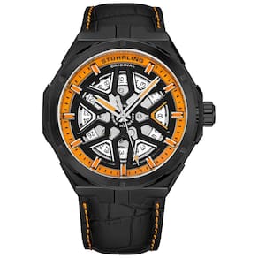 Relógio Masculino Automático, Resistente 50m, STUHRLING 379.06, Laranja