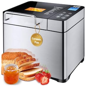 Panificadora Automática Pro Aço Inoxidável Pão XL, 17 em 1, 3 Tamanhos, 3 Cores Pão, 110v, KBS MBF 010, Prateado