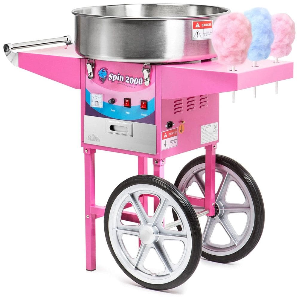 Máquina de Algodão Doce, Aço Inoxidável, 950W, 110v, OLDE MIDWAY CON COT SP2000CART, Rosa