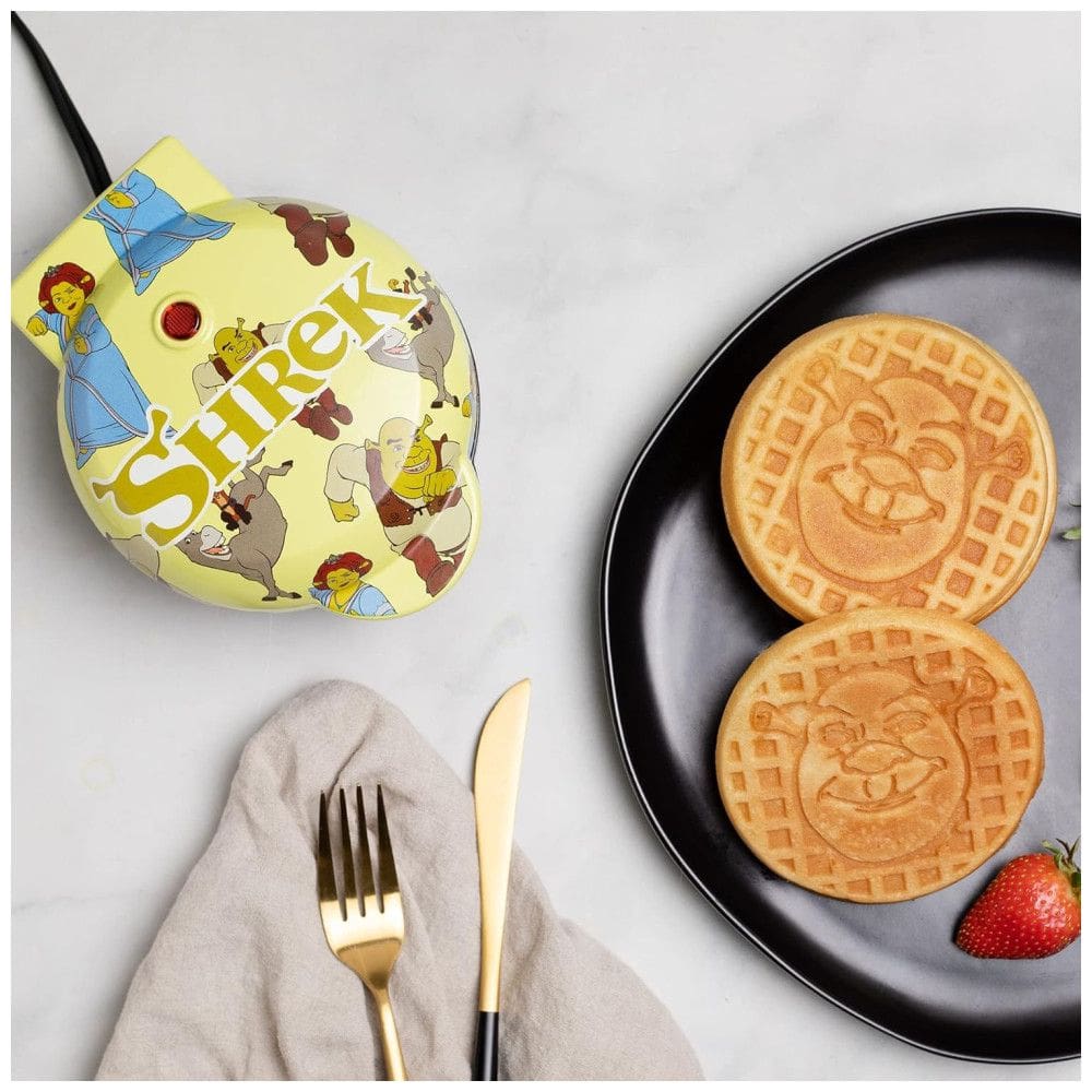 Mini Máquina de Waffle, Tema Shrek com Revestimento Antiaderente, 110V 550W, Uncanny Brands, Verde