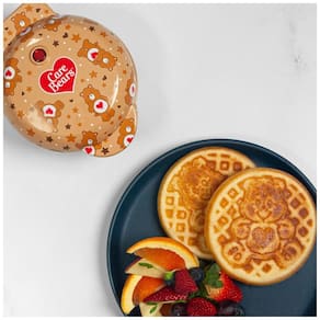 Mini Máquina de Waffle, Tema Ursinhos Carinhosos com Revestimento Antiaderente, 110V 550W, Uncanny Brands, Marrom