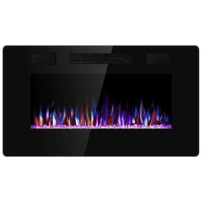 Lareira Elétrica de Embutir A45x76L com Controle Remoto e Digital, Luz LED, Chamas Multicolorida e Temporizador, 1500W, 110v, ANTARCTIC