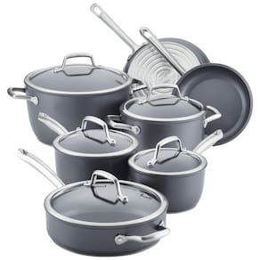 Conjunto de Panelas e Frigideiras Antiaderentes Anodizadas, 12 Peças, ANOLON 81133, Cinza