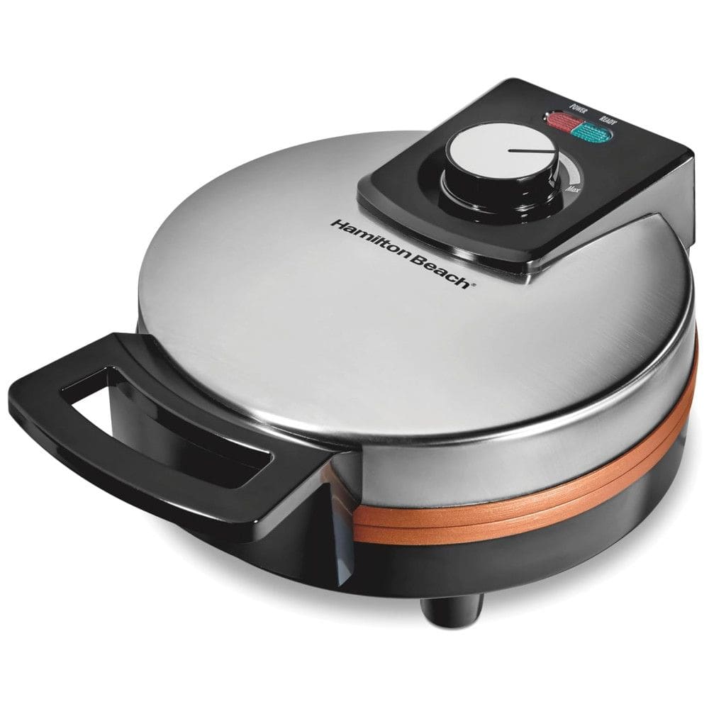 Máquina de Waflle Antiaderente com Placas de Cerâmica e Controle de Temperatura, 110v, HAMILTON BEACH 26081, Prateado
