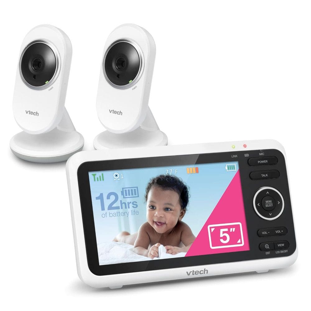Babá Eletrônica 2 Monitor com 2 Câmeras de HD 1080p e Visão Noturna, Alcance de 304M, VTECH VM350 2, Branco