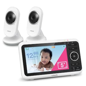 Babá Eletrônica 2 Monitor com 2 Câmeras de HD 1080p e Visão Noturna, Alcance de 304M, VTECH VM350 2, Branco