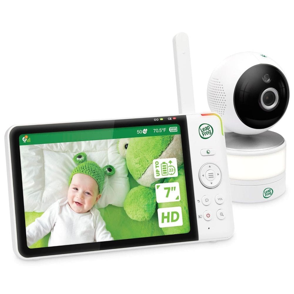 Babá Eletrônica Monitor com Câmera de 17cm HD 1080p e Rotação 360 Alcance de 304M, LEAPFROG LF920HD, Branco