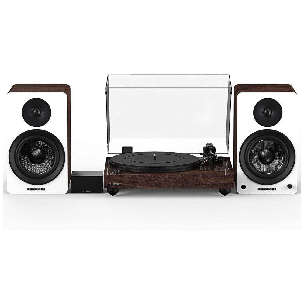 Vitrola Toca Discos Retrô com Pré Amplificador e Alto Falantes, 120W, 110v, FLUANCE RT82WPA61WW, Marrom Escuro