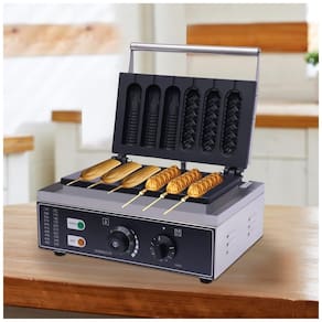 Máquina de Hot Dog Profissional Antiaderente até 6un Por Vez em Aço Inoxidável, 110V 1500W, GDAE10, Prata