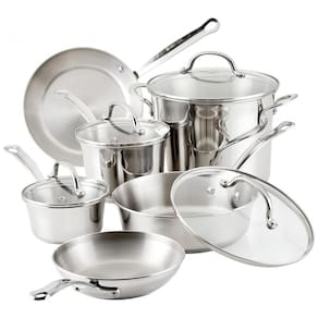 Conjunto de Panelas e Frigideiras de Aço Inoxidável, 10 Peças, FARBERWARE 75653, Prateado