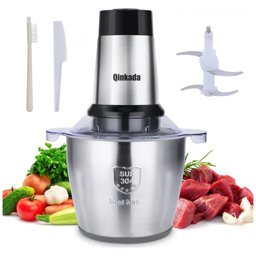 Processador de Alimentos Multifuncional 3,5 Litroscom 3 Velocidades e 4 Lâminas Afiadas, 110V 500W, Qinkada, Prata
