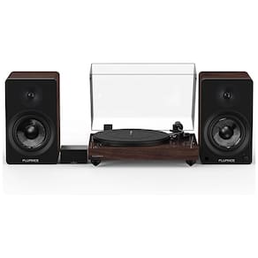 Vitrola Toca Discos Retrô com Pré Amplificador e Alto Falantes, 120W, 110v, FLUANCE RT82WPA61B, Marrom Escuro