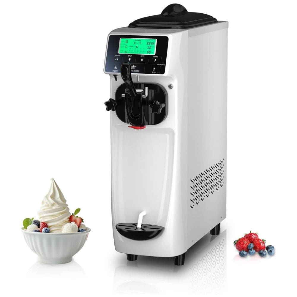 Máquina de Sorvete Profissional 17L por Hora com 1 Bico e Tela LCD, 110V 1050W, GSEICE ST16RELW, Branco