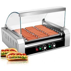 Máquina de Hot Dog Profissional Antiaderente até 30un Por Vez em Aço Inoxidável, 110V 1400W, KOTEK, Prata