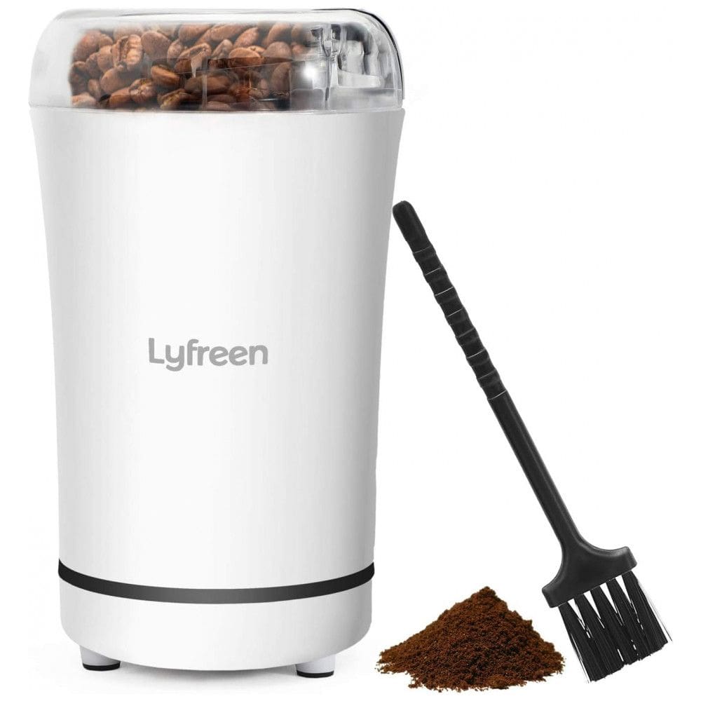 Moedor de Café Elétrico Portátil 12 xícaras em Aço Inoxidável, 110V, Lyfreen, Branco