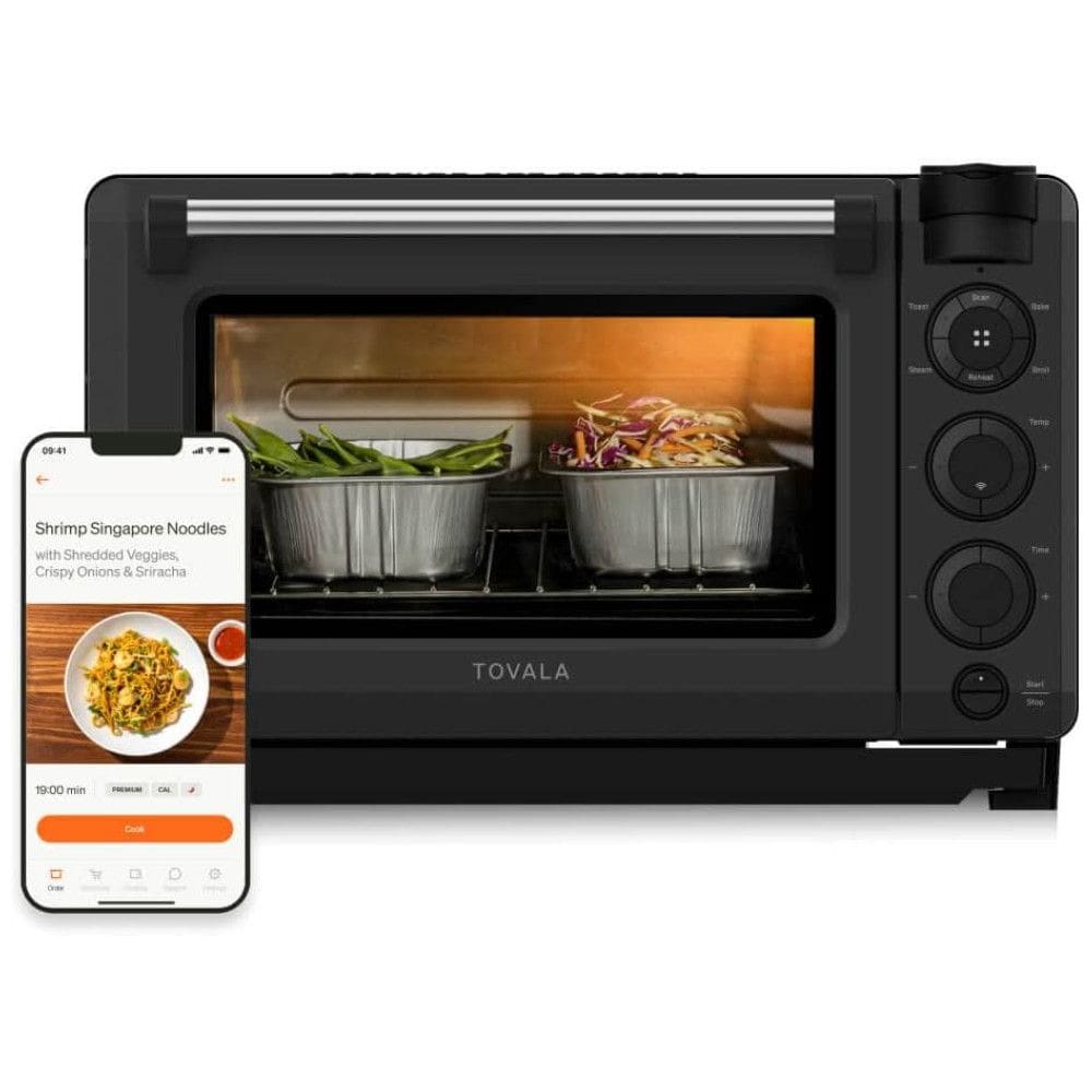 Forno Elétrico de Bancada Inteligente 6 em 1 com Função Airfryer e Controle via APP, 110V 1525W, Tovala, Preto