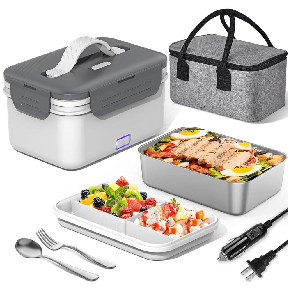 Marmita Elétrica Portátil 1,8L com Recipiente de Aço Inoxidável, 12V bivolt 100W, Herrfilk, Cinza