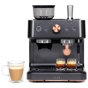 Máquina de Café Expresso Semi Automática com Moedor Embutido e Bocal de Leite, 110V, Cafe, Preto Fosco