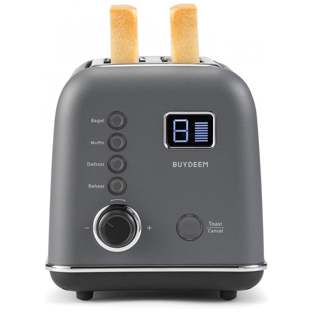 Torradeira Elétrica 2 Fatias com 9 Níveis e Temporizador LCD, BUYDEEM DT730, 110V 800W, Cinza