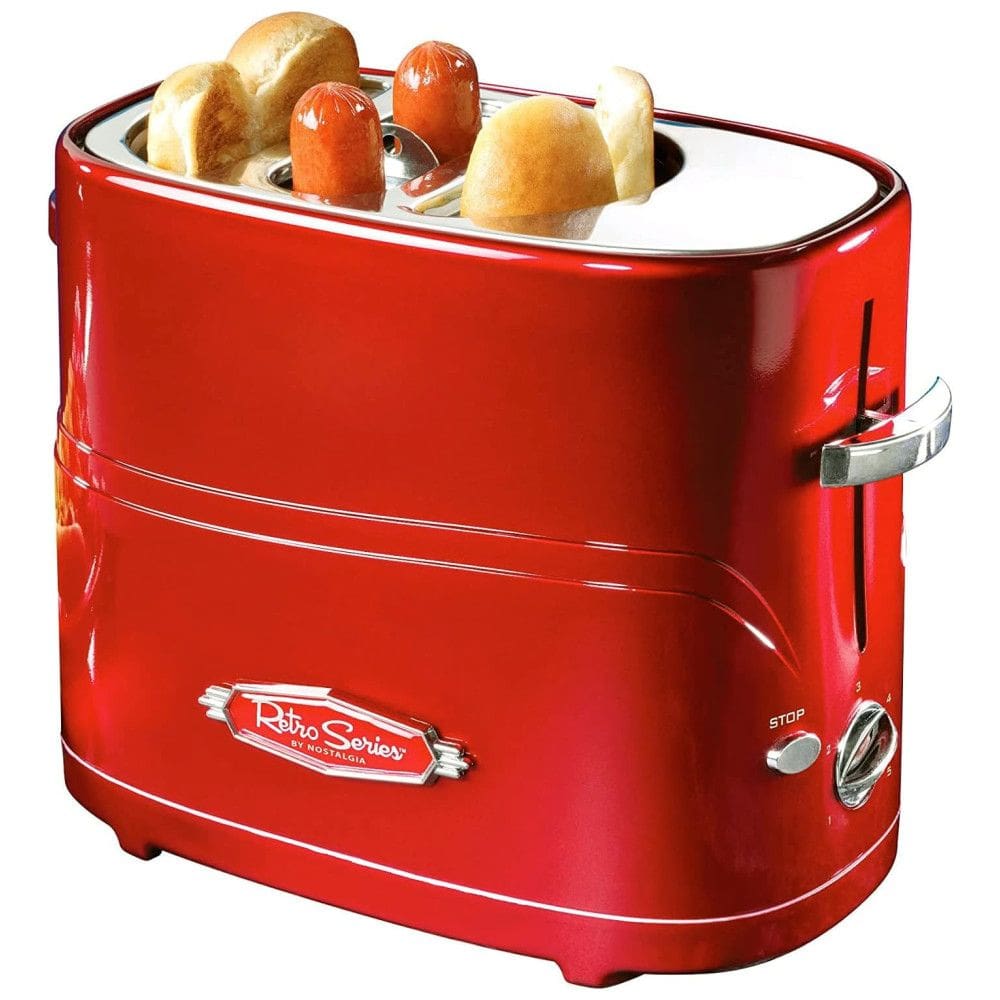 Torradeira Retrô para até 2 Cachorros Quentes com Mini Pinças, 110V Nostalgia, Vermelha
