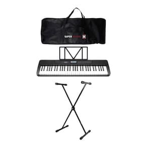 Teclado Musical Waldman WTS-300 Preto + Capa Teclado + Suporte em X
