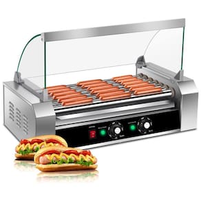 Máquina de Hot Dog com 7 Rolos Antiaderentes até 18 Salsichas, 110V 900W, KOTEK, Prata