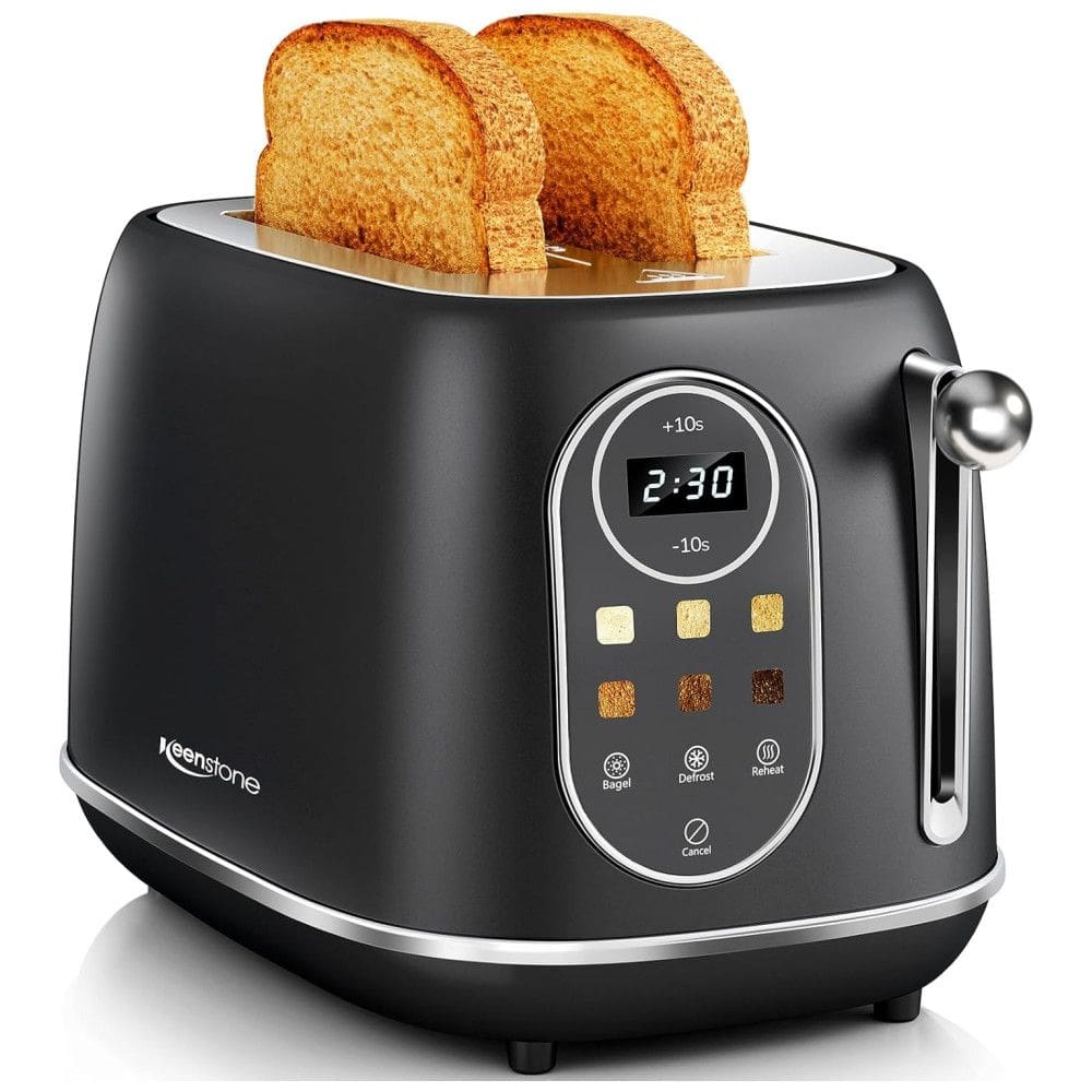 Torradeira 2 Fatias com Painel Digital, Recursos para Bagel e 6 Níveis de Tostagem, 110V 800W, Keenstone, Preta